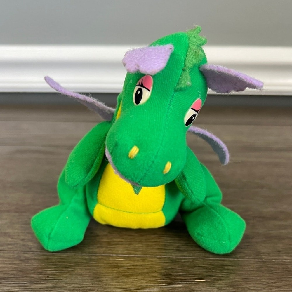 Its All Greek To Me Green Dragon Plush Stuffed Animal Purple Wings Vintage Toy
